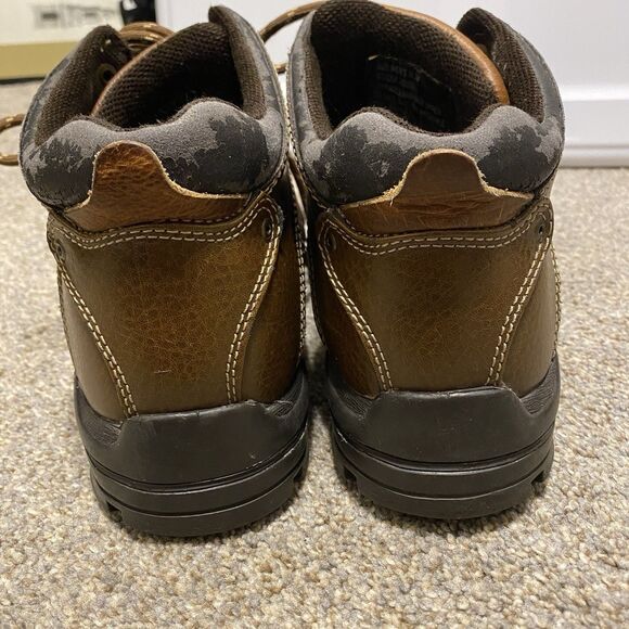 Vintage GBX Work Wear Boots Men 10.5 EU EU 44 Brown Leather Steel Toe Lug Sole - Picture 5 of 14